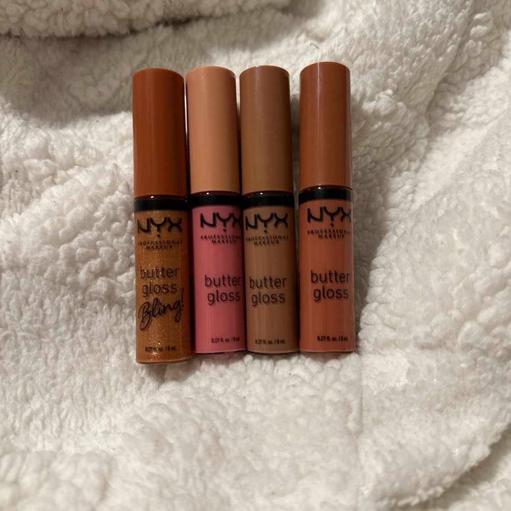 NYX Butter Gloss Set - Pricey, Creme Brûlée, Madeleine, Bit of Honey